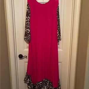 Leopard Print Accent Pink Dress